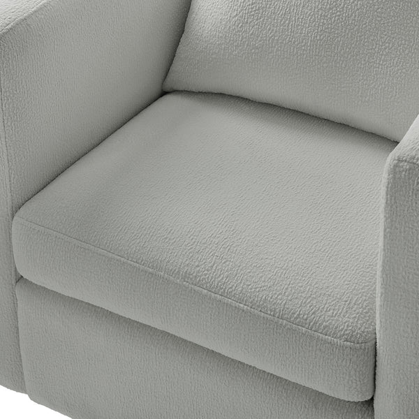 English Elm Sutton Upholstered Linen Swivel Barrel Chair with Pocket Coil Seat, Reversible Cushions & Stain-Resistant Fabric Gray B050P322590