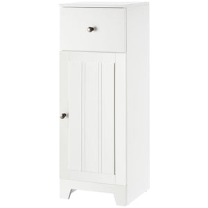 English Elm kleankin Compact Bathroom Storage Cabinet 12.5" W x 35" H with Drawer, Adjustable Shelf, Anti-Tip, White Elegance W2225P216994