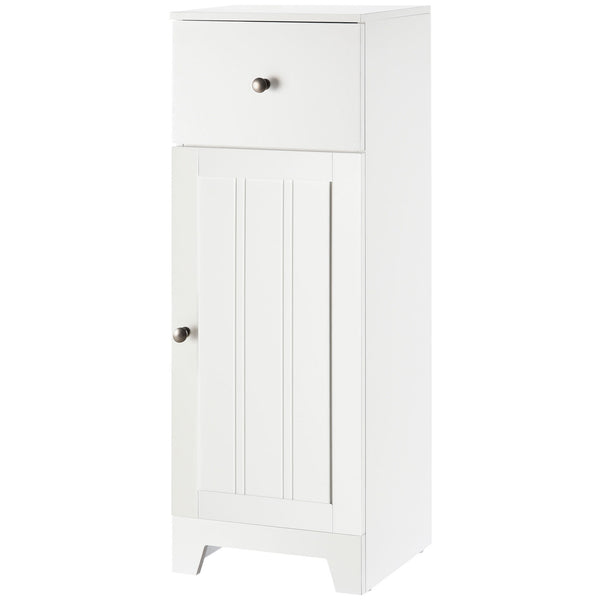 English Elm kleankin Compact Bathroom Storage Cabinet 12.5" W x 35" H with Drawer, Adjustable Shelf, Anti-Tip, White Elegance W2225P216994