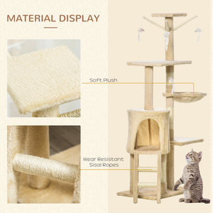 English Elm Pawhut Plush Sisal Cat Tower with Condo Hammock Perch and Dangling Toys for Indoor Cats W2225P200704