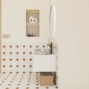 English Elm 36" Floating Bathroom Vanity Light Oak Modular Cabinet with Gel Coat Integrated Sink Grey+White,White + Light Oak W3450S00064