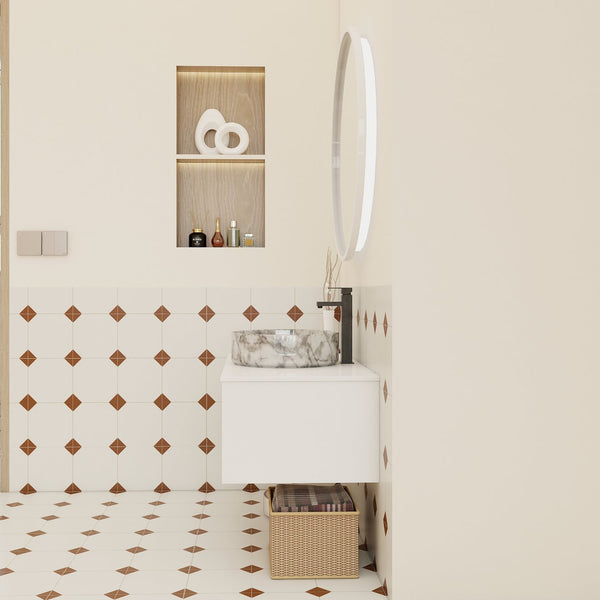 English Elm 36" Floating Bathroom Vanity Light Oak Modular Cabinet with Gel Coat Integrated Sink Grey+White,White + Light Oak W3450S00064