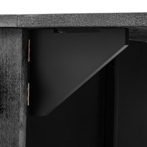 English Elm K&K Farmhouse Kitchen Island with 3D Wave Stripes Ash Veneer, Drop Leaf, Rolling Cart Storage Black N707P207915B