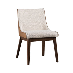 English Elm Mid-Century Upholstered Side Chair Pair with Rubberwood Frame, Curved Backrest and Cozy Seat Cushioning Beige,Walnut 30 L x 21 W x 22 H B2741P406190