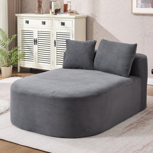English Elm 67.5''chaise Lounge Oversized Corduroy Sleeper Sofa with Deep Seat and Two Pillows Dark Grey W1803P409165