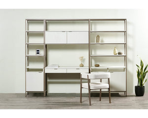 Sunpan Ambrose Modular Bookcase - Modern Oak Design with Elegant Iron Frame, Perfect for Any Space Large - 39.25W x 16.5D x 82.75H