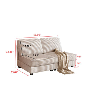 English Elm Double-seater Corduroy Sofa with Coil Spring Support for Casual Living Rooms Beige W1793P248662
