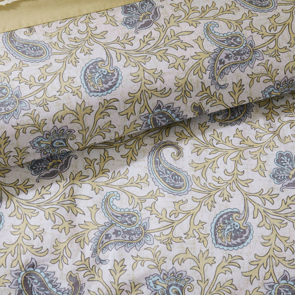 English Elm 9 Piece Cotton Percale Comforter Set - Chic Yellow Queen Ensemble With Vintage Paisley & Pillows B03597196