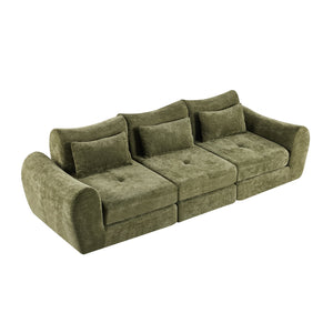 English Elm Modular Cloud Sectional Sofa Bed with Flannelette Upholstery for Flexible Living Green W1829S00075