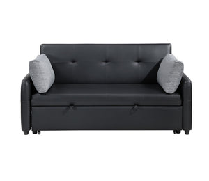 English Elm Ravenna Tufted Pu Leather Sleeper Sofa with Built-in Charging Station for Studio Living B2749P413198