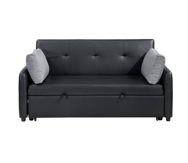 English Elm Ravenna Tufted Pu Leather Sleeper Sofa with Built-in Charging Station for Studio Living B2749P413198