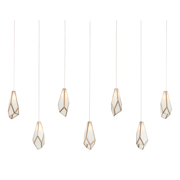 Glace Multi-Drop Pendant Light - Elegant White Art Glass with Antique Brass Finish for Stunning Spaces