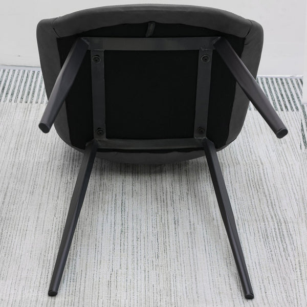 English Elm Black Pu Leather Dining Chair Set Of 4 – Modern Ergonomic Design With Metal Legs For Home & Office T3967P384553