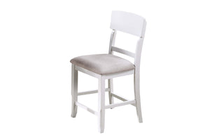 English Elm Antique Ladder-Back High Chairs Set of 2 with Padded Fabric Seats, Rustic Stable Counter Stools 24" H B011P367990