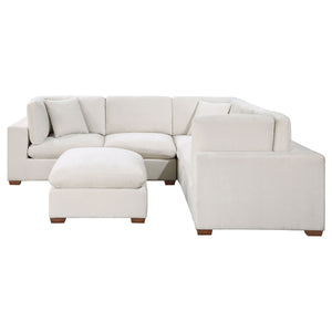 English Elm Murtagh Curved Modular Sectional Sofa with Deep Fabric Upholstery and Tapered Black Legs Ivory B062S01581