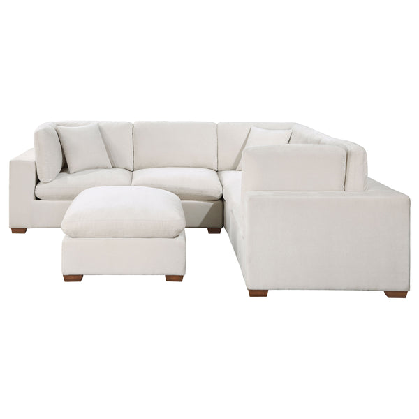 English Elm Murtagh Curved Modular Sectional Sofa with Deep Fabric Upholstery and Tapered Black Legs Ivory B062S01581