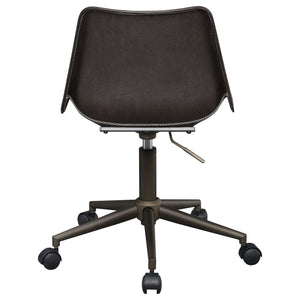 English Elm Ralston Brown Upholstered Office Chair with Ergonomic Curved Seat, Soft Padding, Smooth Casters, Stylish Comfort B062P331104