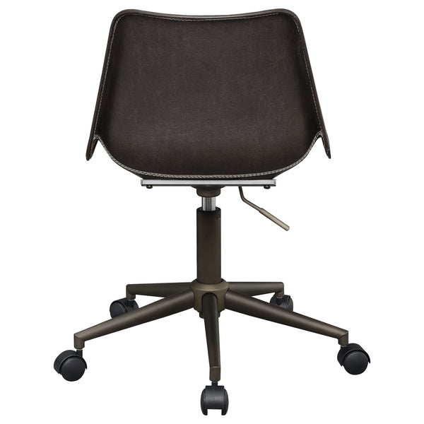 English Elm Ralston Brown Upholstered Office Chair with Ergonomic Curved Seat, Soft Padding, Smooth Casters, Stylish Comfort B062P331104