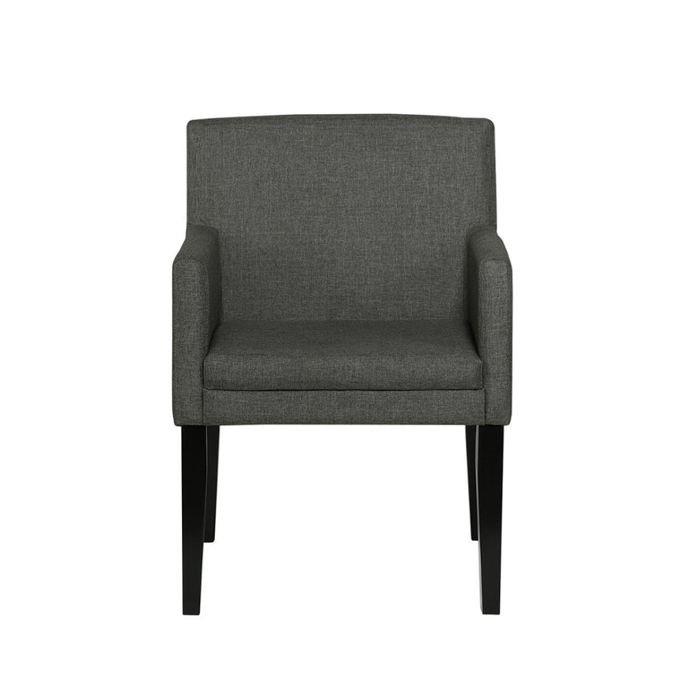 English Elm Set Of 2 Charcoal Grey Upholstered Dining Arm Chairs For Stylish Comfort And Modern Elegance B016P227286-GIGA