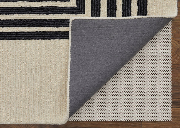 Feizy Rugs Maguire Hand-tufted Wool Area Rug With Geometric Patterns - Modern, Stain-resistant, Pet-friendly Design Gray,Ivory,Black Wool,Nylon Mgr8900fivyblkp00