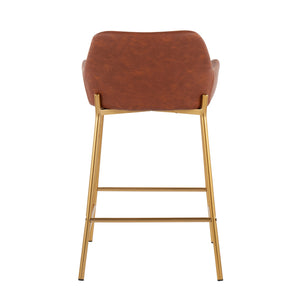 English Elm Contemporary Gold Metal and Cream Upholstered Counter Stools for Kitchen Islands Set B202S00038