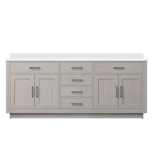 English Elm White Oak Double Bath Vanity 80 in W x 22 in D with Cultured Marble Top, Solid Wood, Soft-Close Drawers B2731P257835