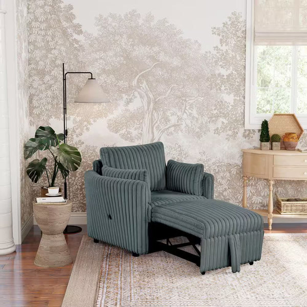 English Elm Dark Dark Gray Denholme Chair with Curved Arms, Faux Fur Upholstery, USB Port, Modern Cozy Lounge Seat B2741S00669