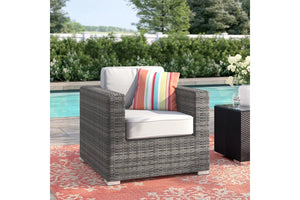 English Elm Minnesota Outdoor Hdpe Wicker Club Chair with Foam Cushions for Patio or Poolside B120P233837