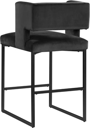English Elm Modern Glam Counter Stools Set of 2 Velvet Cushioned Seats with Gold Metal Legs Black B011P423327