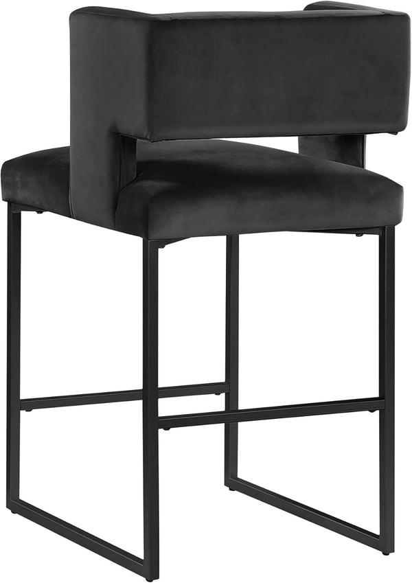 English Elm Modern Glam Counter Stools Set of 2 Velvet Cushioned Seats with Gold Metal Legs Black B011P423327