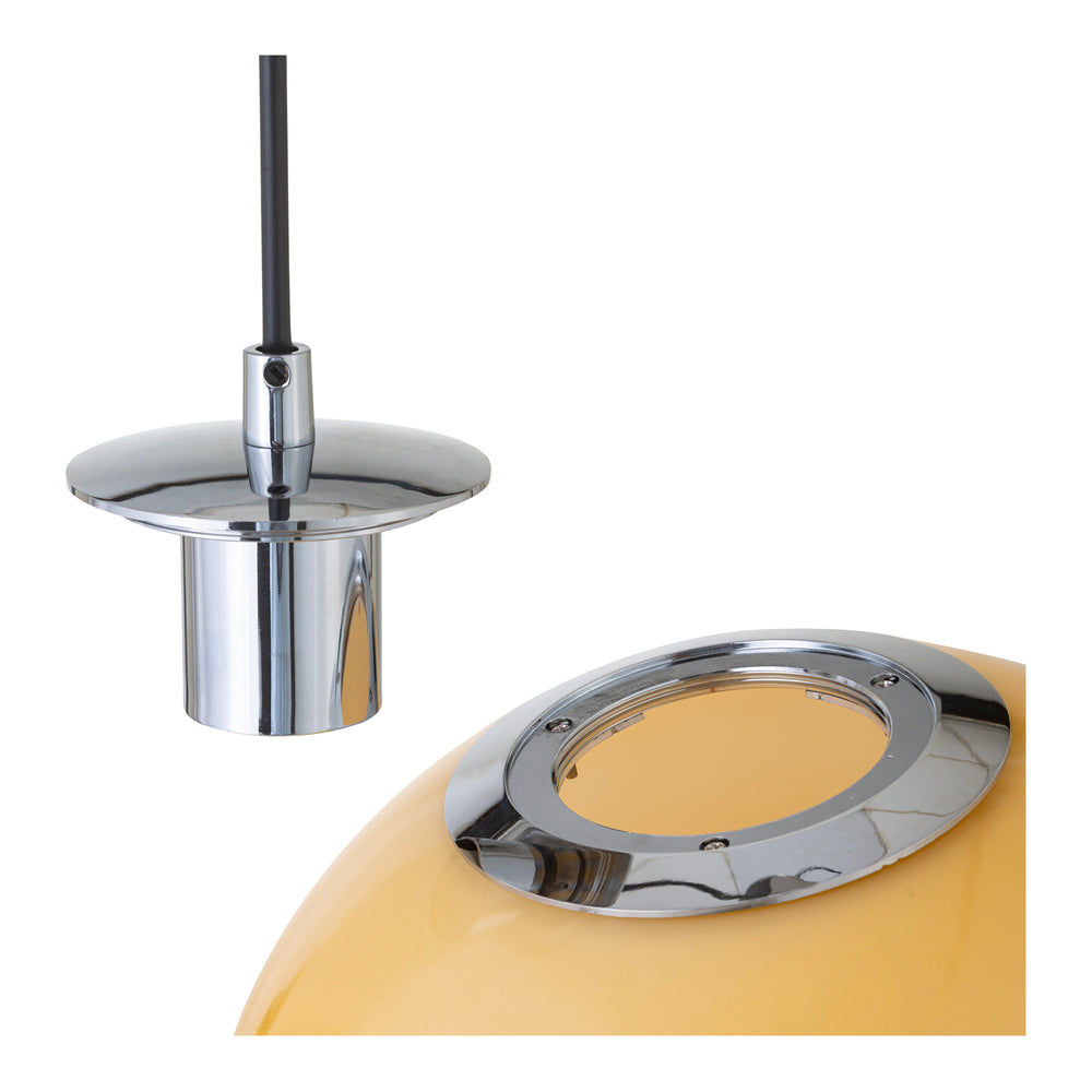 English Elm Ida Retro Pendant Light Opaque Amber Glass Shade Silver Finish for Dining Rooms B2769P498434