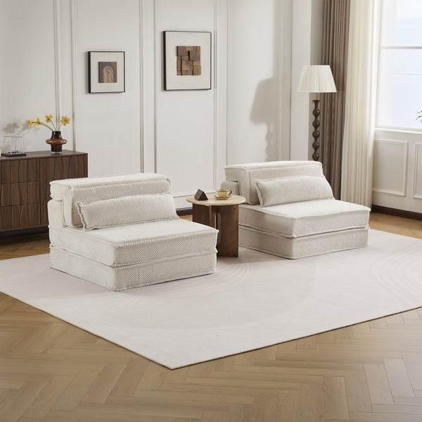 English Elm Compression Modular Floor Sofa Bed - Versatile Diy 2-Seater With Soft Fleece, No Assembly Required! W3723S00047