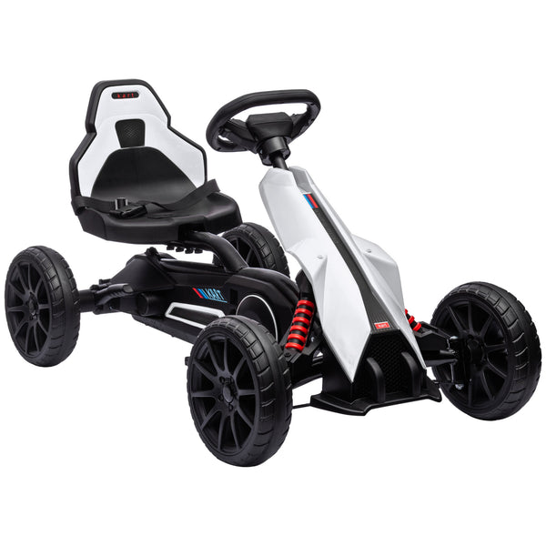 English Elm Aosom Kids Pedal Go Kart with Swing Axle Handbrake and Adjustable Seat for Ages 3 to 8 W2225P217463