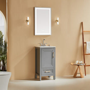 English Elm Fully Assembled 18 Inch Bathroom Vanity Rubberwood Build Soft Close Powder Room W1826P371783