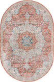 Unique Loom Newport Elms Machine Made Medallion Rug Red, Ivory/Light Blue/Terracotta/Rust Red 5' 3" x 8' 0"