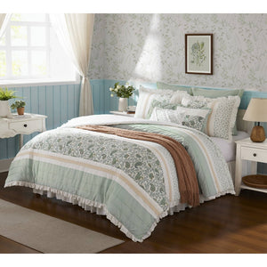 English Elm 9 Madison Park Dawn Cotton Percale 9-Piece Paisley Pintuck Comforter Set with Lace Trim and Pillows Aqua 23.62 L x 19.29 W x 16.93 H B03596964