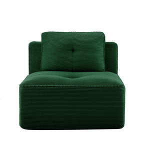 English Elm Armless Modular Sofa Seat Corduroy Upholstered Deep Cushion Living Room Lounge Chair Green W714P364691