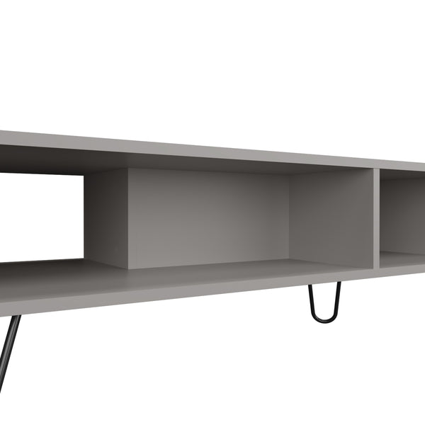 English Elm Bagdad Melamine Coffee Table with Hairpin Legs, Smoke Finish, Two Shelves for Modern Living Rooms B128P237136