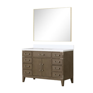 English Elm Grey Oak Single Bath Vanity Set With Cultured Marble Top & 46" Matching Mirror - Stylish Storage Solution! B2731S01473