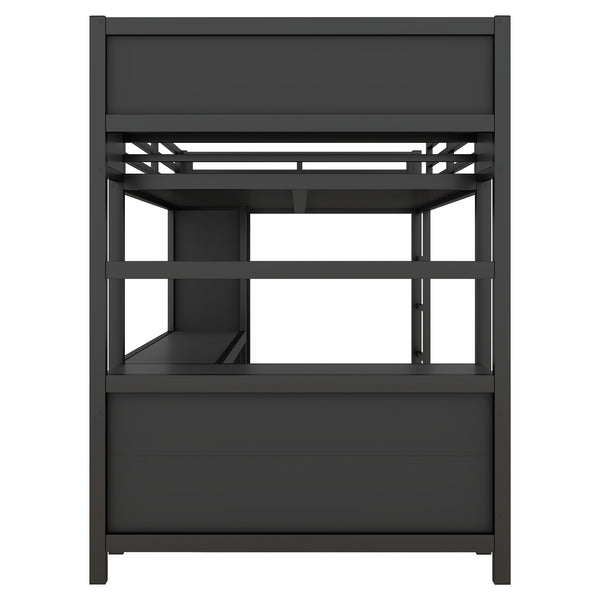 English Elm Metal Loft Bed With Integrated Desk, Wardrobe & Storage Cubes - Space-Saving Solution For All Ages W1580S00068