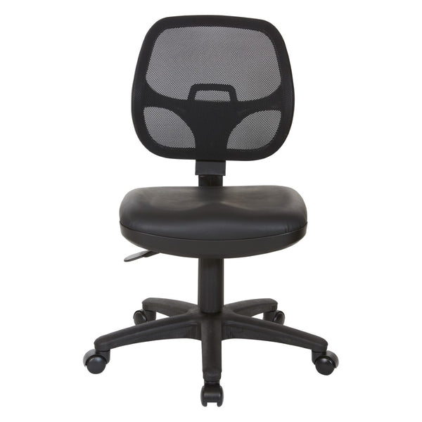 OSP Home Furnishings Mesh Back Ergonomic Task Chair with Vinyl Seat Lumbar Support for Home Office Use EM2910V