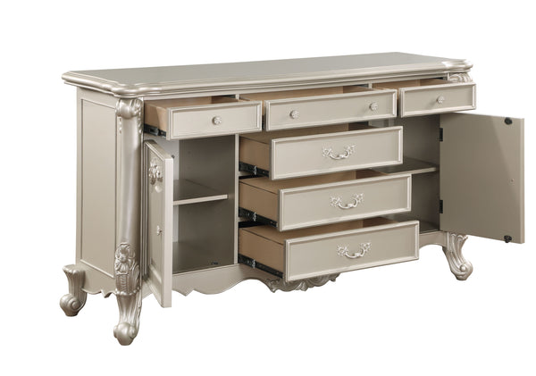 English Elm Bently Six Drawer Champagne Lacquer Dresser with Cabinet Storage for Primary Bedroom B2726P496937