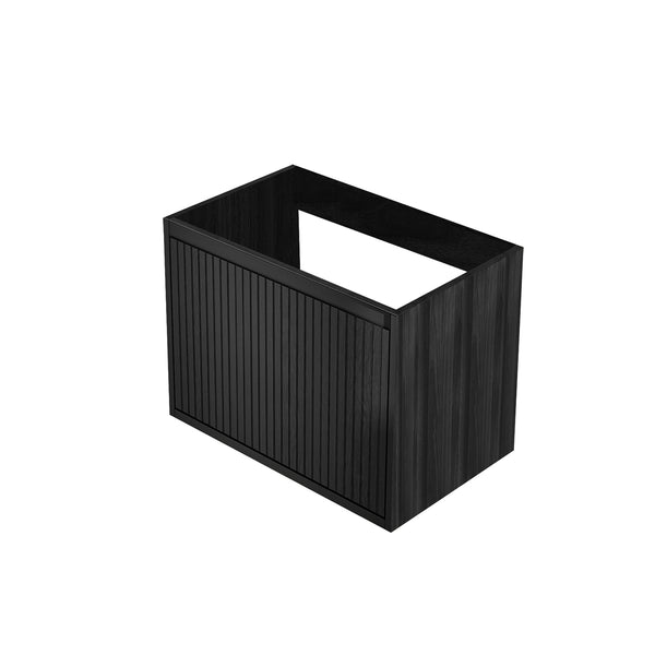 English Elm 30 Inch Floating Wall Mount Bathroom Vanity Cabinet with Drawers No Sink Included Black W3520P360470