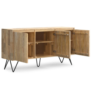 English Elm Hunter Solid Mango Wood Sideboard with Hairpin Legs and Three Storage Compartments B136P439008
