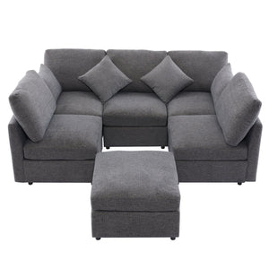 English Elm Swivel Barrel Accent Chair Chenille Tufted Round Club Seat for Living Room Lounge N719S002130E