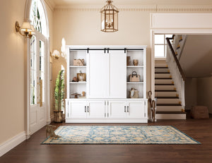 English Elm The Industrial Barn Door Entryway Cabinet with Sliding Rails and 12 Storage Compartments White W1580S00271