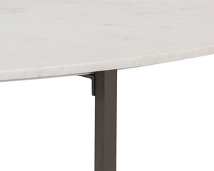 Sunpan Kiara Coffee Table - Elegant White Marble Top with Gunmetal Base, Modern Minimalist Design for Your Home Oval - 47W x 27.5D x 17H