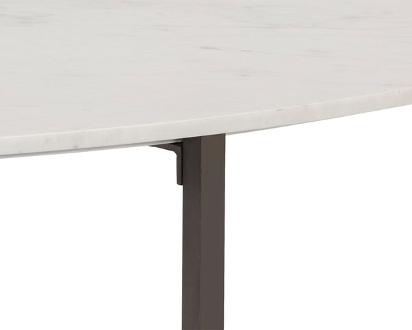 Sunpan Kiara Coffee Table - Elegant White Marble Top with Gunmetal Base, Modern Minimalist Design for Your Home Oval - 47W x 27.5D x 17H