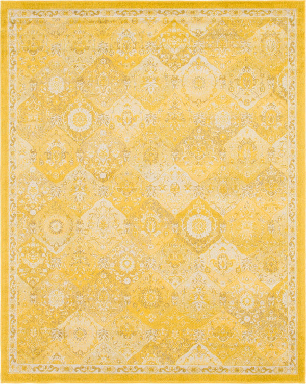 Unique Loom Penrose Blake Machine Made Trellis Rug Yellow, Beige/Ivory 8' 0" x 10' 0"