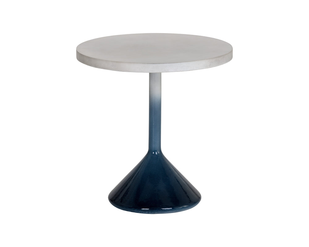 Sunpan Laszilo End Table - High Gloss Blue Ombre Base with Unique Grey Concrete Top for Stylish Spaces